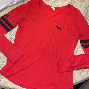 PINK Victoria's Secret medium red black long sleeve top